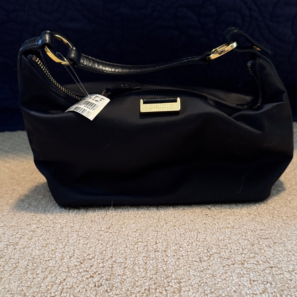 kate spade Black Nylon small bag with Gold Plaque